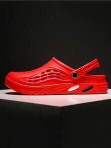 Teenagers, Campus Students Outdoor Beach Sandals, Casual Breathable Slip-On Sandals, Versatile Comfortable Clogs (Some Perforations Not Fully Removed) - Red - View 7