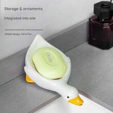 Cute Small Yellow Soap Dish With Swan Drain, High-End Bathroom Vanity Soap Holder, Adorable Set - Multicolor - View 4