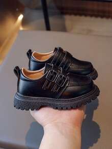 1 Pair Black Fashionable Cute Pearl Design Soft Bottom Non-Slip Flat Baby Toddler Shoes, Suitable For Spring, Summer, Autumn And Winter