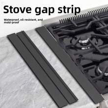 Stove Cover Seal Strip, Kitchen Counter Protector | Heat Resistant Silicone | Stop Spills, Crumbs & Puppy Messes | Home Kitchen Room Decor | Essential Kitchen Accessories | Win Your Puppy Keep Game-1DGHW1 - Black/21 Inches-(fireproof and Scald-proof) - View 1