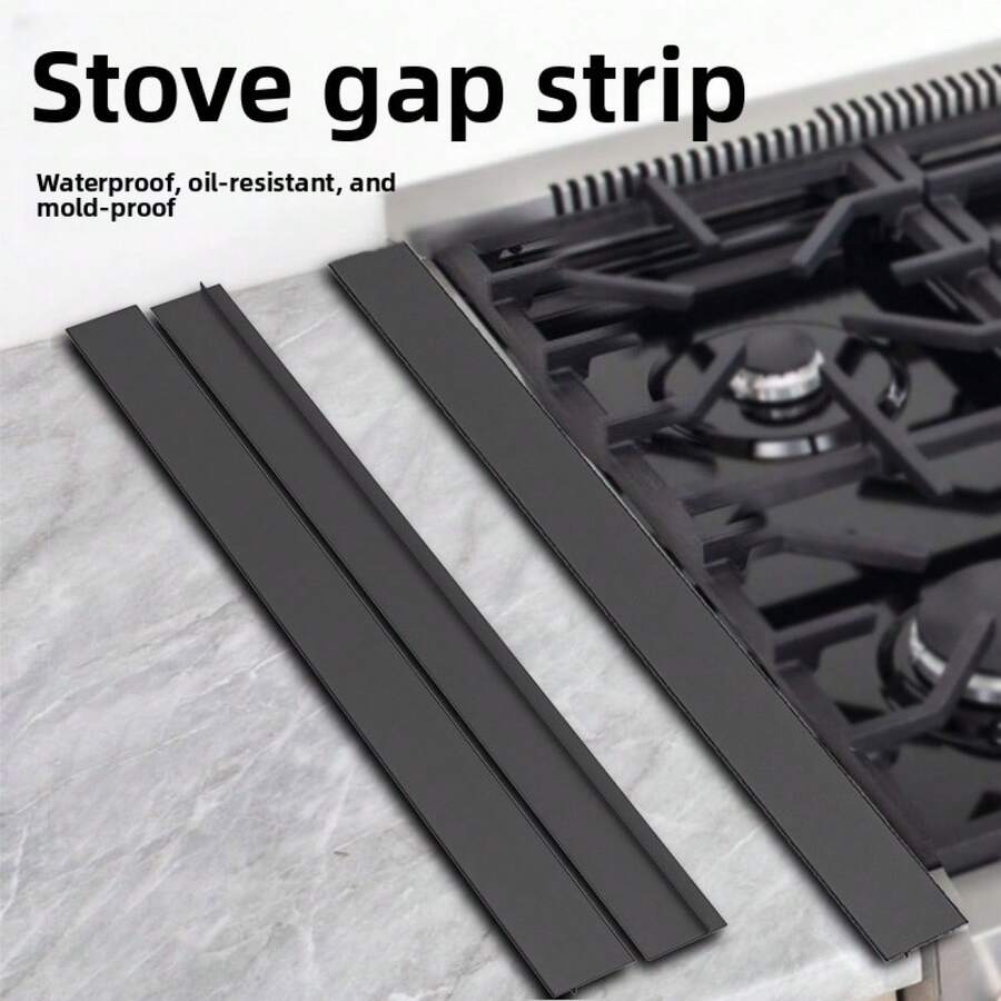 Stove Cover Seal Strip, Kitchen Counter Protector | Heat Resistant Silicone | Stop Spills, Crumbs & Puppy Messes | Home Kitchen Room Decor | Essential Kitchen Accessories | Win Your Puppy Keep Game-1DGHW1 - Black/21 Inches-(fireproof and Scald-proof) - View 1
