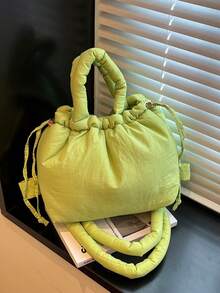 1 件秋冬新款女士加厚尼龙单肩/斜挎包，柔软轻便，带抽绳褶皱背包，小号 - 彩色 - 查看 23