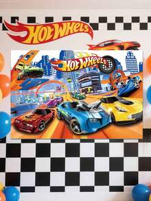 风火轮主题赛车轨道背景布，风火轮背景布道具，生日派对装饰布置，卧室及电竞室装饰布置，感恩节、生日、婚礼及其他节日派对装饰背景墙，派对摄影道具及配件