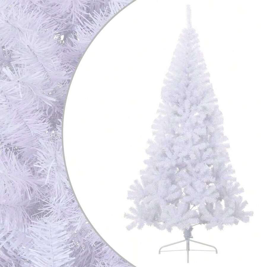 vidaXL Albero di Natale artificiale bianco semi-naturale con supporto, 180 cm, in PVC