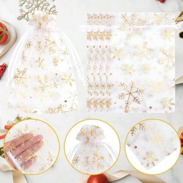 10/20/50/100PCS Snowflake Multi-Color Osa Bags, Gift Packaging Bags, Gift Bags, Home And Daily Necessities, Festival And Party Supplies, Wedding Supplies, Table Gift Decoration Packaging, Nylon Bags, Jewelry And Accessory Packaging