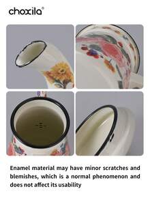 1pc Rose Enamel Teapot, Kettle, Large Capacity Teapot, Suitable For Gas Stove And Induction Cooktop, Universal Tabletop Decorative Enamel Teapot - Rose Enamel Pot - View 11