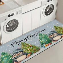 1 pieza Alfombra rectangular de gel de sílice con estampado de pingüino para decoración y regalo de Navidad, para sala de estar, dormitorio, pasillo, baño, lavandería - Poliéster, decoración del hogar para interiores/exteriores - Multicolor - Ver 23