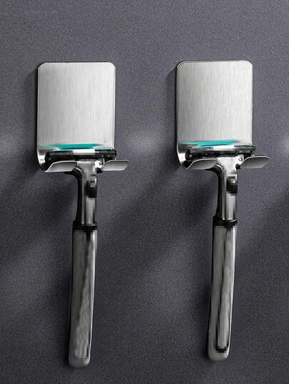 1 szt. uchwyt na maszynkę do golenia ze stali nierdzewnej bez wiertła, samoprzylepny, stojak do przechowywania maszynek do golenia