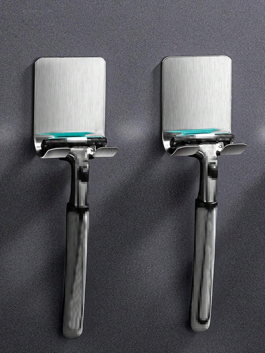 1 szt. uchwyt na maszynkę do golenia ze stali nierdzewnej bez wiertła, samoprzylepny, stojak do przechowywania maszynek do golenia