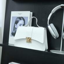 Fashionable Casual Crocodile Embossed Handbag, Chain Shoulder Crossbody Square Bag - Multicolor - View 9