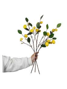3 Pieces, Artificial Lemon Fruit Branches, Artificial Plant Artificial Flower Lemon Branches, Fresh And Simple Style, Suitable For Home Indoor And Outdoor Decoration, Outdoor Decoration, Festival Decoration, Bedroom And Living Room Decoration, Kitchen And Bathroom Decoration, Table Decoration, Entrance Hall And Study Decoration, Office Decoration, Hotel And Restaurant Decoration Artificial Plants