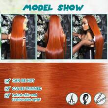 34 Inch Ginger Orange 13x6 Lace Front Wigs Human Hair Straight Ginger Wig HD Transparent Lace Frontal Wigs #350 Colored Human Hair Wig Pre Plucked With Baby Hair 250 Density - S350 - 查看 10