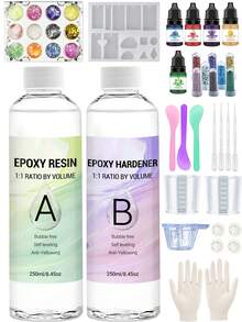Bộ keo epoxy AB 120ml/250ml, keo epoxy trong suốt dùng cho thủ công mỹ nghệ, làm trang sức, đồ trang trí bàn, khuôn mẫu. - Bộ nhựa Epoxy - Xem 9