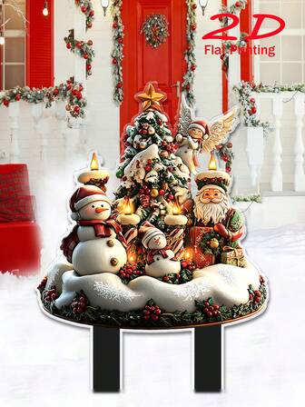 Decoración de maceta de acrílico de 11.8"X7.9" - Pareja de Papá Noel afroamericano, ideal para exhibiciones de iluminación de jardín y césped, gran decoración para el hogar y el jardín, tema floral, maravilloso regalo familiar