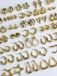 5/10/15Pairs/Lot Fashion Gorgeous Charming Women Men Earrings Geometric Water-Droplets Heart-Shaped Circles Flowers Styles Engagement Wedding Proposal Gifts Romantic Datings Daily Wearing Accessories