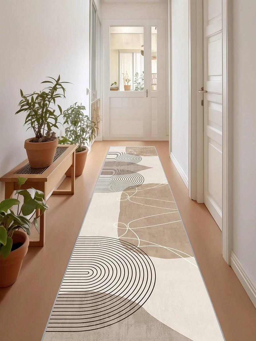 1pc Beige Rugs,Modern Minimalist Style,Runner Rug,900g/M² 0.5cm Washable And Machine Washable,Home Decor, Living Room,Kitchens,Passage, Bedroom, Dining Room, Office, All Seasons - Beige - View 1