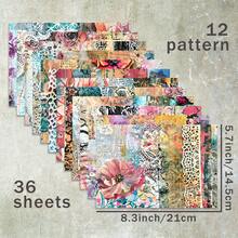 36 Sheets A5 Exotic Floral Lace Butterfly Background Scrapbooking Paper, Suitable For Bullet Journals, Collages, Cards, Albums And Crafts