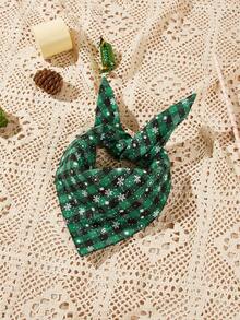 Reversible Christmas Dog Bandanas Boy Girl Dog Costume For Party Green Snowflake