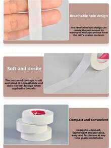 10卷日式睫毛嫁接胶带，卸妆胶带，睫毛嫁接固定胶带，透气穿孔眼贴 - 白色 - 查看 3