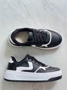 Women's Casual Sneakers: Style And Comfort, Platform, Birthday, Back To School - 黑白清漆 - 查看 2