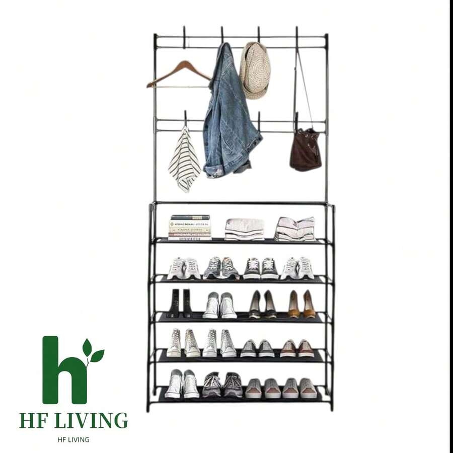 Zapatera Perchero  5.1 Organizador Para Ropa Zapatos Perchero Zapatera - Negro - Ver 1