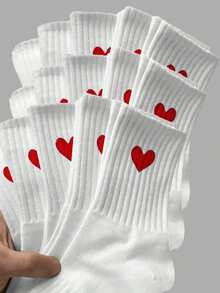 20/15/10/5/3/1 par de calcetines largos reforzados en la cintura que absorben la humedad y el sudor, calcetines blancos con forma de corazón, calcetines negros, calcetines hasta el muslo, calcetines largos, calcetines de mujer, calcetines largos, calcetines suaves de mujer, calcetines largos normales de mujer y calcetines de longitud media diarios