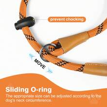 1PC Reflective Rope Training Dog Collar, Nylon Braided No Pull Quick Release Round Rope Collar With Adjustable Stopper For Medium And Large Dogs - Orange - View 6