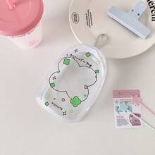 透明卡通PVC高透光娃娃展示收纳袋，动漫娃娃挂件袋，可收纳数据线、充电器、U盘等 - 旅行便携拉链封口配件袋