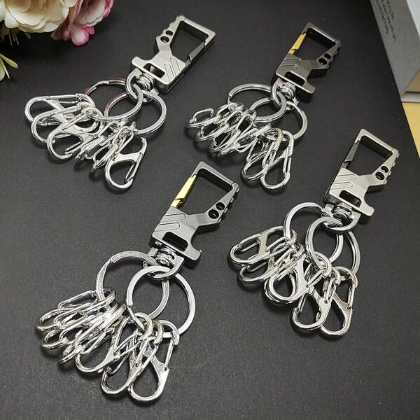 1 Set kreative schnell abnehmbare Schlüsselanhänger, praktisch zum Sortieren, minimalistischer Metallschlüsselhalter (1 großer Ring + 6 kleine abnehmbare Ringe) Taschenanhänger Auto Zubehör Lehrer Freundin Schwester Geschenkideen