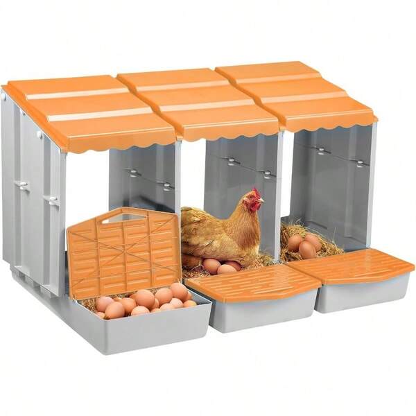 Pet Scene 3 Hole Chicken Nesting Box Hen Chook Roll Away Modular Laying Boxes Poultry Perch Egg Coop Nest House Plastic