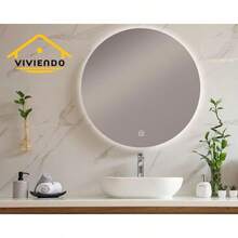 Round LED Bathroom Wall Mounted AntiFog Mirror Size 50 Cm