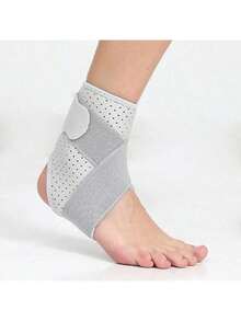 1 Pc - Adjustable Compression Ankle Brace Compression Wrap With Double Strap Support - Ankle Support Brace For Running, Basketball, Fitness, Daily Work, Life, Men & Women, Dual Strap Support For Outdoor Activities- Breathable OK Fabric- Grey/Black