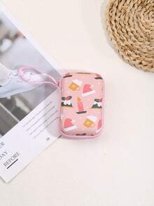 Christmas Series Cartoon Storage Bag, Portable Cute Digital Accessories Organizer Pouch, Earphone Cable Charger Mini Storage Box (Small) Charger Bag Charger Case Waterproof Bag For Women For Men Electronic Organizer Travel Essentials