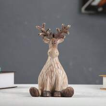 Merry Christmas Resin Crafted Cartoon Reindeer Decor, Suitable For Various Rooms, Indoor & Outdoor, Resin Ornament, Cute Christmas Reindeer, No Power Or Battery Required