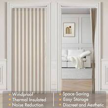Accordion Style  Folding Door Curtains DoorwaysCloset, Room Divider Pleated Drapes With Hooks Interior Living RoomBedroomOpen Closet,  Beige, W39x L78 Inches, 1 Panel - 39"W X 78"L (Pack Of 1) + Beige - View 4
