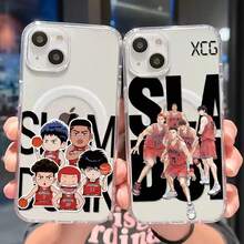 Funda de teléfono magnética compatible con Anime S-Slam D-Dunk MagSafe para iPhone 16, 15, 14, 13, 12, 11, 8, 7 Plus, Pro Max, X, XR, XS Max, de TPU suave y transparente. Funda compatible con iPhone 17 Pro Max, 17 Pro, 17, 16 Pro Max. - TCX-260TCX58230A1 - Ver 5