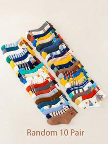 10/15/20 Pairs Random Children Socks, Breathable & Cute Cartoon Dinosaur, Capybara & Other Animal Patterns, Versatile Mid-Calf Socks Suitable For Daily Wear And School - Multicolor - View 21