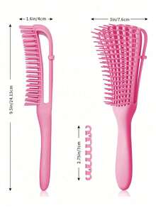 1pc Natural Black Hair Brush, Suitable For 3/4abc Curl Patterns Of Afro-Textured Hair, Quickly And Easily Detangles Wet Or Dry Hair, Painless ,Hair Styling Kit ,Hair Tool Kit - Multicolor - View 7