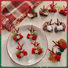 2pcs Christmas Headwear, Cute Antler Hairpins, Women's Holiday Elk Antler Hairpins