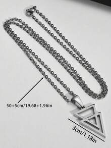 1入組男士時尚幾何三角形吊墜項鍊 - 黑色 - 查看 6