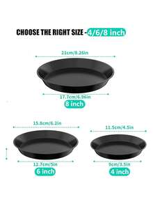 6个装植物托盘，4、6、8英寸塑料材质，坚固耐用，适用于室内外花盆，是理想的花盆容器配件。 - 黑色 - 查看 2