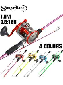 1.8M Resin Fishing Pole Conventional Reel Combo With Rod EVA Handle, Medium Heavy For Catfish Salmon And Steelhead - Multicolor - View 3
