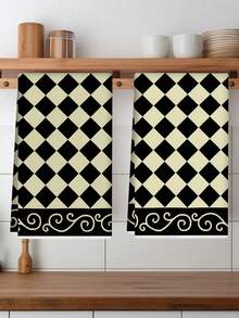 2 buc prosoape de mână cu model geometric și floral, lavete de curățat bucătărie, decor pentru casă și bucătărie, articole pentru petreceri în aer liber, potrivite pentru decorarea zilnică a bucătăriei și băii