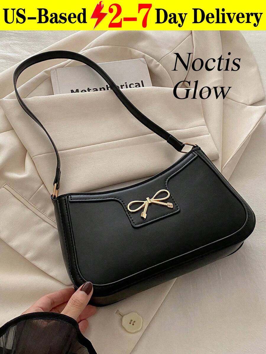 Elegant Crescent-Shaped Underarm Shoulder Bag For Women, Chic Casual Fashion, Solid Color Underarm Bag Can Be Used As Valentine's Day, Thanksgiving, Halloween,Christmas Gift. - 彩色 - 查看 1