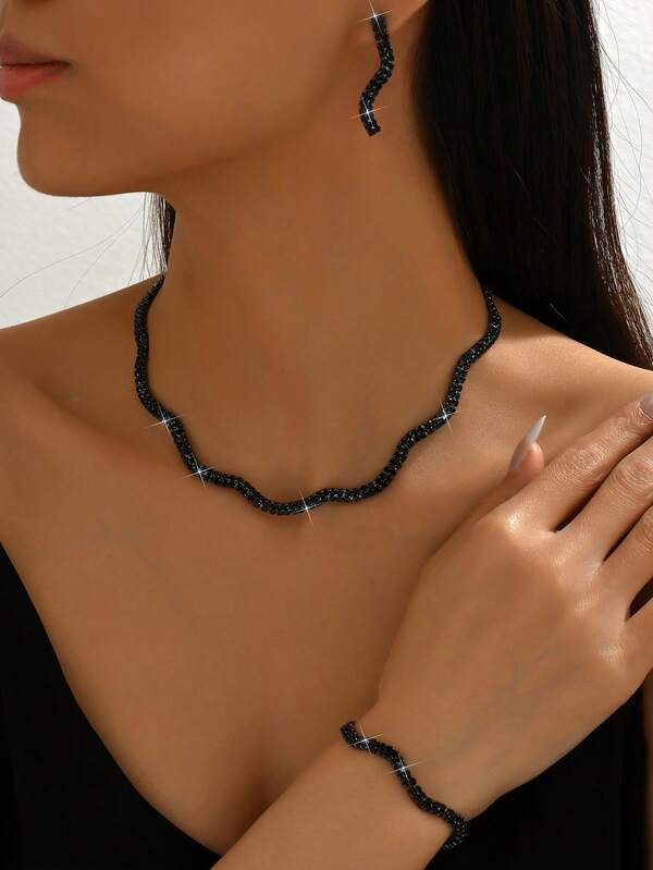 3 قطع مجموعة قلادات للنساء، قلادات موجية أنيقة ولامعة قابلة للتعديل، إكسسوارات يومية، إكسسوارات فستان، مجوهرات عرس، مجوهرات حفلات، مناسبات احتفالية وأكثر من ذلك.