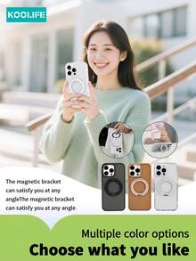 Koolife 1 件 360° 旋转磁性手机壳兼容 17 Pro，2.5 毫米背板，PC+TPU 材质，精确切口，亲肤哑光防滑防汗，凸起摄像头保护，兼容 13/13 Pro/13 Pro Max、14/14 Pro/14 Pro Max、15/15 Plus/15 Pro/15 Pro Max、16/16 Plus/16 Pro/16 Pro Max/16e - 透明+鏡頭膜 - 查看 3