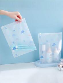 5pcs Whale Pattern Travel Storage Bags, Transparent PVC Clothing Organizer Bags, Waterproof Zipper Packing Cubes, Essential Travel Luggage Organizers - Multicolor - View 8