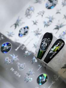 1pc Vintage Baroque Pearl Lily Flower 3D Embossed Nail Art Sticker, Elegant Shell Floral Decal For Home Or Nail Salon, DIY Nail Art Supplies For Women And Girls, Holiday Gift