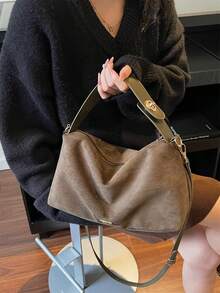 Women Slouchy Suede Satchels Shoulder Bag Faux Suede Hobo Bags Crossbody Phone Purse Top-Handle Tote Handbag Purse