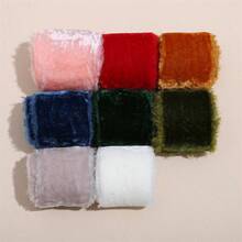 2 Rolls 1.5 Inch 1.5 Yards (3yards Total) Velvet Ribbon Frayed Edge Silk Velvet Ribbon Raw Edge Christmas Ribbon For Holiday Wreath Bow Decorations Gift Wrapping